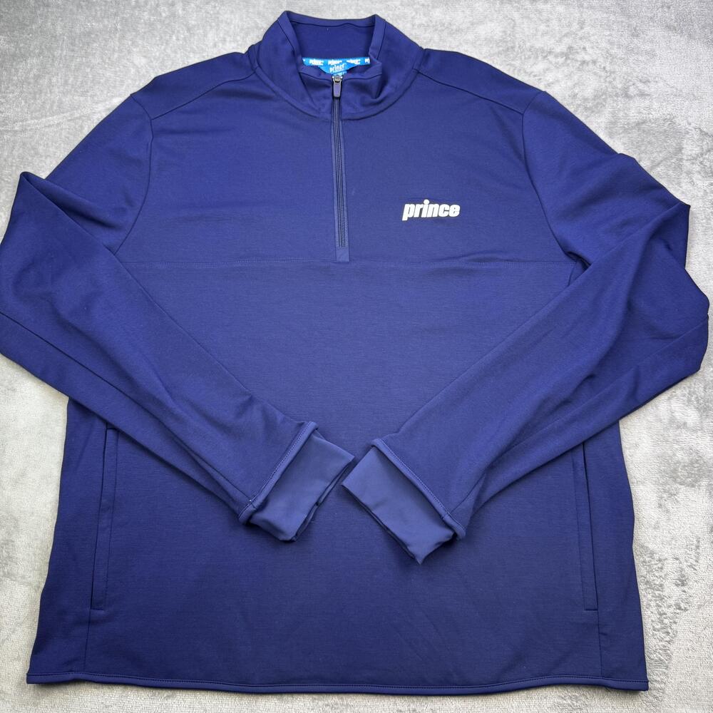 Prince Pickleball Sweatshirt Mens XL Navy 1/4 Zip Pullover Stretch Pockets Logo